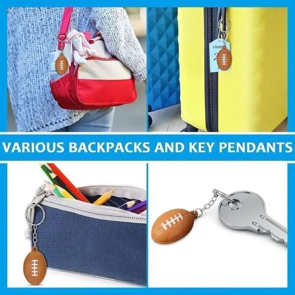 NWOT. Football Keychain includes Heart Shape Silver Medal Spring Snap Clip. - Picture 4 of 7